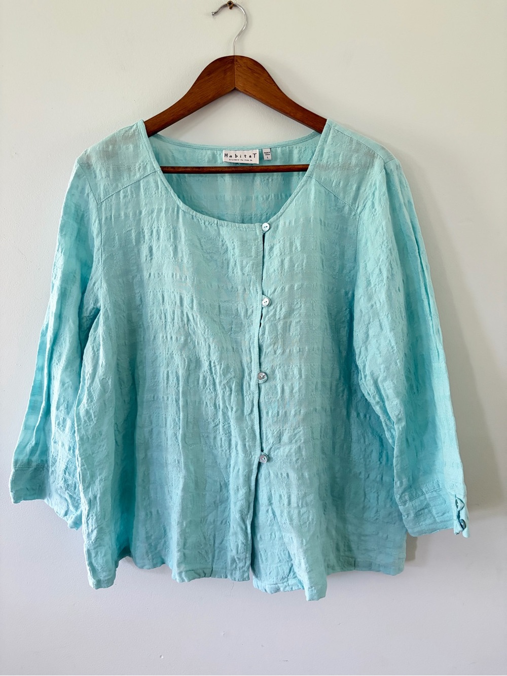 Habitat Linen Cotton Textured Lightweight Button Front Shirt